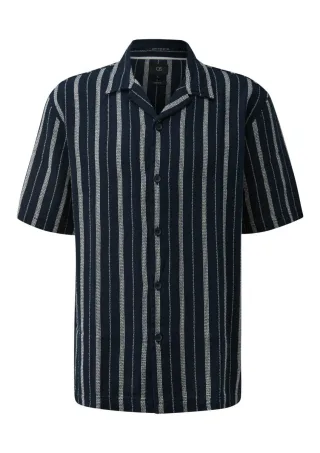 Q/S designed by - Gestreiftes Hemd mit Resortkragen blau - Gr. - M