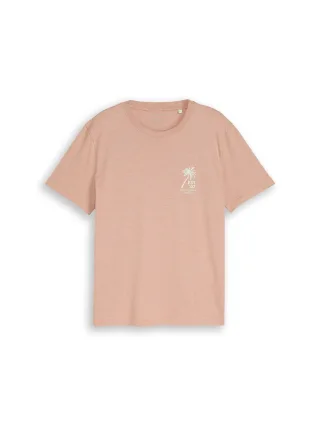 Denim Tom Tailor - T-Shirt mit Palmenprint faded copper orange - Gr. - L