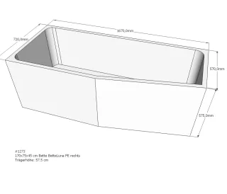 Neuesbad Wannenträger für Bette Luna 170x75 Ausf.re SW13642