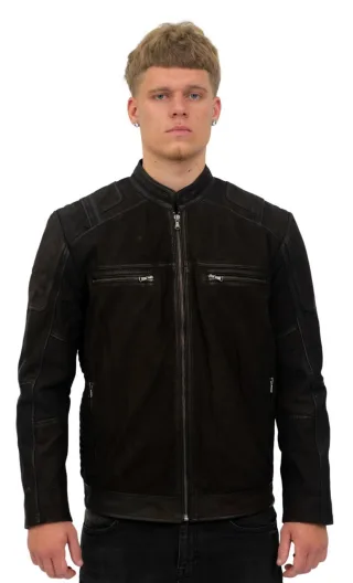 Herren-Racer-Bikerjacke aus Buff-Leder – Wien