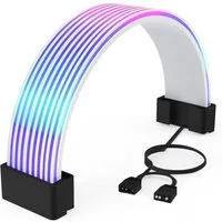 Athlix LED Lichtleiste RGB PSU Kabel für Gaming PC, LED Streifen ARGB PC Kabel Abdeckung, LED fest integriert, 24-polige ATX-Netzteilkabel, 80 LEDs