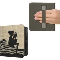 kwmobile E-Reader-Hülle Schutzhülle für Kobo Kobo Libra Colour / Tolino Vision Color Hülle, eReader Flip Case mit Handschlaufe und Auto Sleep Funktion