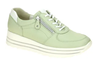 Waldl?ufer 758009 H-LANA Damen Schn?r-Halbschuhe Gr?n/Wei? bequem mit Keilabsatz