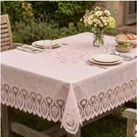 SCHÖNER LEBEN. Tischdecke Outdoor Häkelspitze Amira altrosa 137x180cm