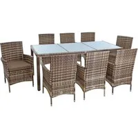 ESTEXO Sitzgruppe Polyrattan Gartenmöbel Set f. 8 Personen Rattan Gartenset Beige-Brau