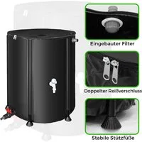 Feel2Home Regentonne Regentonne faltbar + Hahn Regenfass Wassertank ver. Größen, 380 l, (Stück, Stück), inkl. 2 Meter Wasserschlauch mit Anschluss