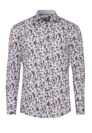 pure - PURE- City Hemd slim fit Langarm violett - Gr. - M