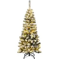 COSTWAY Künstlicher Weihnachtsbaum, 135cm, 150 warmweiße LEDs, 242 PVC Nadeln
