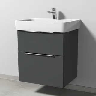 Sanipa 3way Waschtischunterbau zu Geberit Renova Plan Waschtisch mit 2 Auszügen, Anthrazit-Matt UM87522