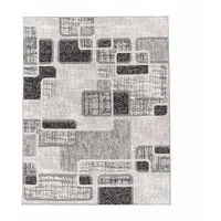 TaraCarpet Teppich Moderner Teppich Aragon 56 kariert Retro, rechteckig, Höhe: 13 mm, kariert Retro grau Wohnzimmer Schlafzimmer Esszimmer 080X150 cm