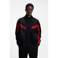 HUGO Sweatjacke Darti Stehkragen, Relaxed Fit, Logo-Tape