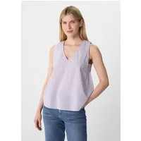 comma Blusentop Bluse Gestreiftes Blusentop mit V-Ausschnitt
