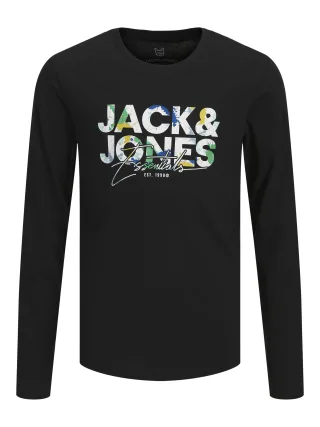 JACK&JONES - JJGEPLAS TEE LS CREW NECK JNR black - Gr. - 164
