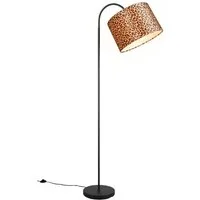 Reality Leuchten LED Stehlampe Stoffschirm Leopardenmuster Höhe 156cm, Dimmfunktion, LED wechselbar, warmweiß, groß-e ausgefallene besondere Wohnzimmer-lampe Ecke stehend ge-bogen