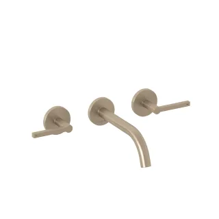 KLUDI NOVA FONTE 3-Loch-Waschtisch PURISTIC Unterputz-Wandarmatur 180 mm Stainless Brushed Nickel 20144N515