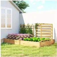 Outsunny Hochbeet mit 3 Spalier, Trennwand, offenem Boden (Pflanzkasten, 1 St., Holz Blumenkasten), für Kletterpflanzen Garten Balkon 240 x 125 x 102 cm Naturholz