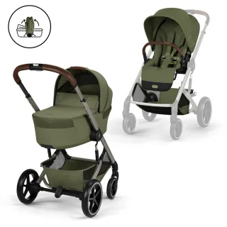 Cybex Kinderwagen Balios S Lux mit Folt Cot, Moss Green (Taupe Frame)