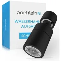 Bächlein Küchenarmatur Hochwertiger Wasserhahnaufsatz mit 2 Strahlarten (Schwarz-matt) gerader Aufsatz mit 360° Schwenkbereich