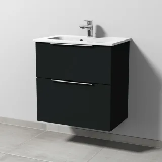 Sanipa 3way Waschtischunterbau zu Duravit ME by Starck Waschtisch mit 2 Auszügen, Vulkan-Matt UP7221V