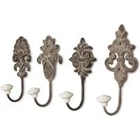 Levandeo® Garderobenhaken, 4tlg. Haken Set Wandhaken Wandgarderobe Garderobe Metall Shabby