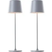 Brilliant LED Tischleuchte Kaami - mobile LED Außen Akku Tischlampe 2er-Set, Dimmfunktion, mehrere Helligkeitsstufen, LED fest integriert, Warmweiß, 310 lm, Touchdimmer, USB, Akku, Outdoor, Indoor, Akkuleuchte 37cm hoch
