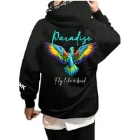 RMK Hoodie Herren Kapuzenpullover Pullover Pulli Paradise Mit Papagei Print
