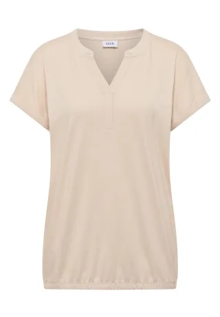 CECIL - Shirt mit Split Neck im Tunika-Look pearl beige - Gr. - L