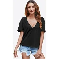 Imily Bela T-Shirt Damen Freizeit Kurzarmtop (Packung, 1-tlg., 1per-Pack) Einfarbig