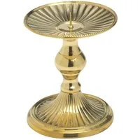 NKlaus Kerzenständer Glanz Scheibenleuchter Messing Gold Höhe 8cm Kerze