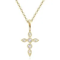 ROUGEMONT Kette mit Anhänger Funkelnde Moissanit Kreuz Halskette 925 Silber mit Zertifikat, Hypoallergen