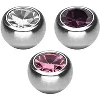 PIERCINGLINE Piercing-Set SET Chirurgenstahl Schraubkugel KRISTALL (Schraub-Aufsätze, 3er SET2 = 1,2 mm Gewinde)