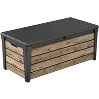 Keter Gartenbox Brightwood, 454 Liter, hochwertige Auflagenbox in Holzoptik Pinie, als Sitzgelegenheit nutzbar, mit Gasdruckfedern, abschließbar