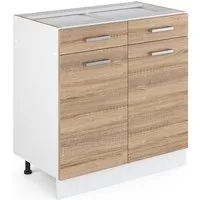 Vicco Unterschrank R-Line, Sonoma/Weiß, 80 cm ohne Arbeitsplatte (1-St)