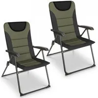 HOMECALL Campingstuhl Gartenstuhl Gepolsterter Klappstuhl für Wohnwagen Outdoors-150kg (2 St), Hochlehner Anglerstuhl mit 5-fach verstellbarer Rückenlehne
