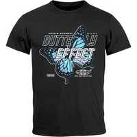 Neverless Print-Shirt Herren T-Shirt Bedruckt Schriftzug Butterfly Effect Schmetterling mit Print