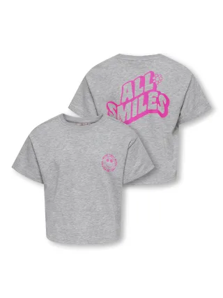 KIDS ONLY - KOGJOY LIFE SS PRINTED CREW SWT Light Grey Melange - Gr. - 164