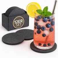 Alpha Electronics Glasuntersetzer Filz-Untersetzer, Zubehör für Wohnzimmertisch, Couchtisch, Küchenablage uvm., Sparset, 12-tlg., Pflegeleicht, strapazierfähig