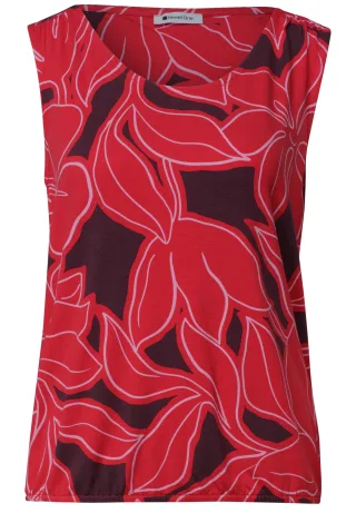 Street One - Top mit V-Neck und Elastiksaum salsa red - Gr. - 34