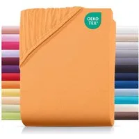 Carpe Sonno Spannbettlaken Jersey 90x200 100x200 120x200 140x200 160x200 180x200 200x200 70x140, Jersey, Gummizug: rundum, (1 Stück), 100% Baumwolle Spannbettlaken 90x200 Spannbetttuch Orange