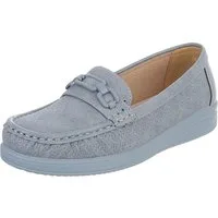 Ital-Design Damen Mokassin Slipper mit Zierriegel und Komfortsohle Slipper (91849467) Keilabsatz/Wedge Mokassins in Hellblau