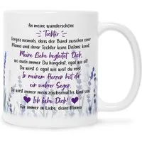 GRAVURZEILE Tasse mit Spruch - von Mama für die Tochter, Keramik, Farbe: Weiß