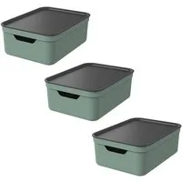 ROTHO Aufbewahrungsbox 3er Set Aufbewahrungsbox mit Deckel 10L JIVE