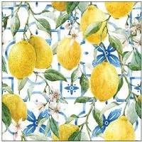 Ambiente Luxury Paper Products Papierserviette, Servietten Papier 33x33cm 3-lagig mit Zitronen Motiv 20 Stück