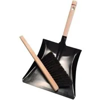 varivendo Kehrgarnitur Kehrschaufel Handfeger Set 2-teilig Schwarz, empfindliche Böden, (Set, 1-tlg., Kehrschaufel und Besen), Kehrgarnitur Kehrblech Handkehrset Kehrset