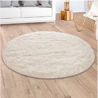 Paco Home Hochflor-Teppich Silky 591, rund, Höhe: 37 mm, Uni Farben, besonders weich und kuschelig