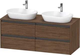 Duravit Ketho.2 Konsolenwaschtischunterbau wandhängend Nussbaum dunkel Matt 1400x550x568 mm - K24898 K24898B21210000