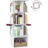 VASAGLE Bücherregal Standregal, 360° drehbar, mit 4 Ebenen, mit offenen Fächern