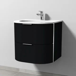Sanipa 4balance Keramik-Set mit 2 Auszügen, Schwarz-Matt, DG40108 DG40108
