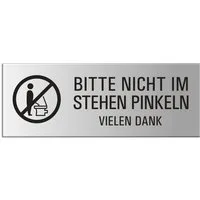 OFFORM DESIGN Hinweisschild Bitte nicht im Stehen pinkeln Aluminium silber-matt 175x65 mm, (1 St)