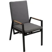 DEGAMO Gartensessel BILBAO, Alu anthrazit, Armlehnen Holzoptik, stufenlos verstellbar